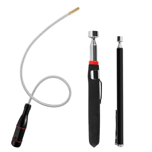 prota Recogedor Magnético Telescópico, 3 Piezas Herramientas de Recogida Iman Flexible, Iman Telescopico Elevador Magnético para Recoger Tornillos Metálicos