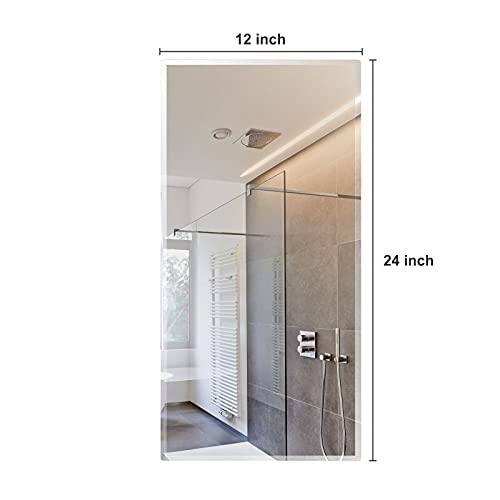 Image of Creative Arts n Frames 5mm 30x60 cm Long Beveled Smooth Edges Frameless Rectangular Wall Mount HD Mirror for Bedroom Bathroom Living Room Home Office Decor Items (12x24 inch HD Beveled Mirror)