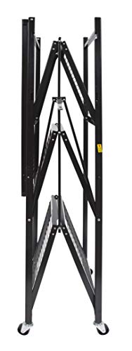 Image of Origami 4 Pack 4 Tier Foldable Metal Garage Storage Shelf Rack, Wheels & Powder Coated Steel, Black