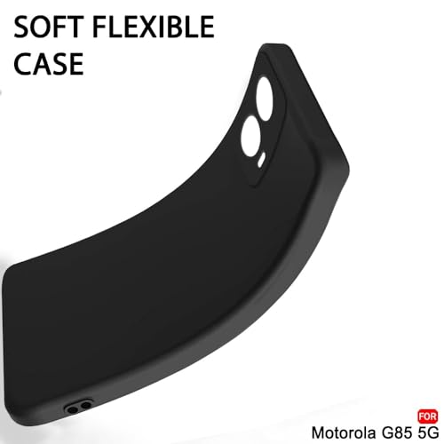 Muzz Case for Motorola Moto G85 5G, Camera Protection Ultra Slim Soft TPU Silicone Matte Shockproof Bumper Full-Body Protective Cover for Moto G85 2024 (Black)