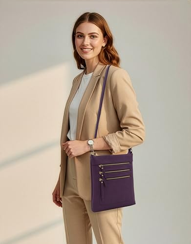 Image of Solene Crossbody Bag Functional Multi Pocket Messenger Purse Top Zip Closure Shoulder Handbag With Adjustable Strap