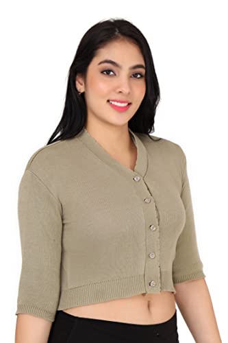 Image of Women Winter Wear V-Neck Half Sleeves Regular Fit Woollen Blouse