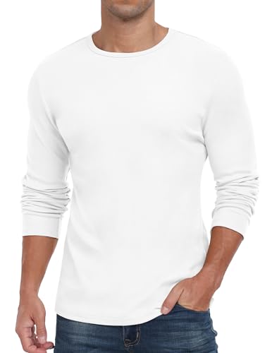 HiMONE Long Sleeve Shirts for Men Thermal Crewneck Fleece Base Layer Casual Undershirts Pullover Tops