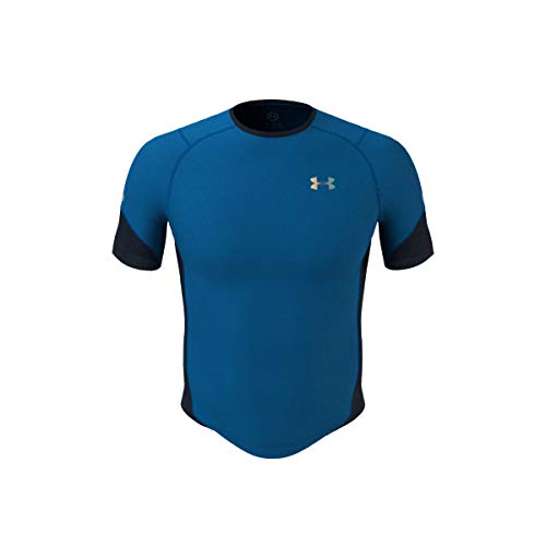 Under Armour Men's HeatGear RUSH 2.0 Compression Short-Sleeve T-Shirt , Blue Circuit (436)/Black, Medium