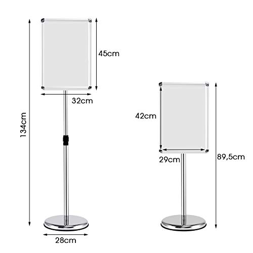 Porte affiche sur pied A3 GIANTEX en acier inoxydable réglable - 3