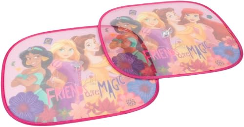 Tataway Coppia Tendine Laterali Parasole Auto Disney Principesse 44X35 Cm – Protezione Solare Bambine Con Grafiche Jasmine, Rapunzel, Belle, Ariel Su Fondo Rosa - 5