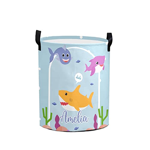 Ocean Whale Personalized Laundry Basket Clothes Hamper with Handles Waterproof,Collapsible Laundry Storage Baskets for Bathroom,Bedroom Decorative 19.7