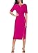 VFSHOW Womens Buttons Pleated Notch V Neck Work Business Office Pencil Midi Dress 2023 Slit Church Interview Career Party Slim Bodycon Sheath Dress (Hot Pink, X-Small) 10245 HPIK XS
