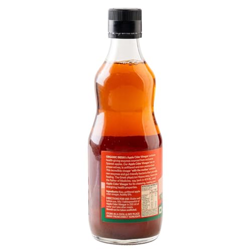 Image of Organic India Apple Cider Vinegar with Mother of Vinegar, 500ml | Raw and Unfiltered ACV | Lab tested on 250+ Parameters | Made from Spanish Apples | Imported from Spain