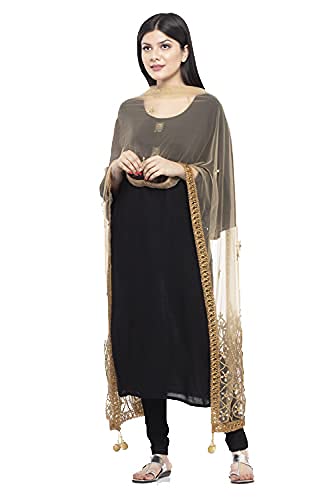 a r silk Women's Net Golden Nett Embroidery Work Dupatta # Bridle Dupatta-picture-16