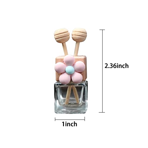 Image of Empty Car Essential Oil Diffuser Bottle with 4 Flower Air Vent Decor Clips, Clear Car Diffuser Glass Bottle for Perfume, Air Freshener, Auto Air Outlet Decoration Clip Interior Ornament Accessories