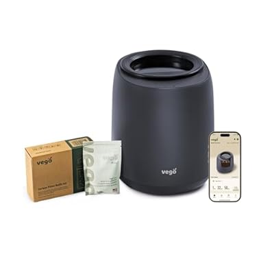 Vego Kitchen Composter, 4L Electric Composter Countertop 5 Modes Weight-Based Smart Compost Bin with App Odorless Auto-Cleaning Food Waste Compost Machine Indoor, Black