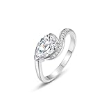 Tolldek Anillo de compromiso de oro blanco Au585, anillo de compromiso auténtico de 14 quilates, talla 51 (16,2)