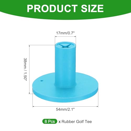 Tees de golf en caoutchouc bleu 8 pièces support fixe 3,8 cm