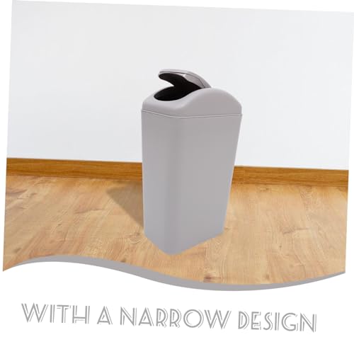 Caneca de basura rectangular con tapa, plástico, gris miniatura 4