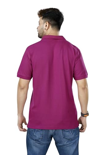 Image of KAUS & SHAN Men's Pure Cotton Regular Fit Solid Half Sleeve Casual & Semi Formal Office Wear Polo T-Shirt