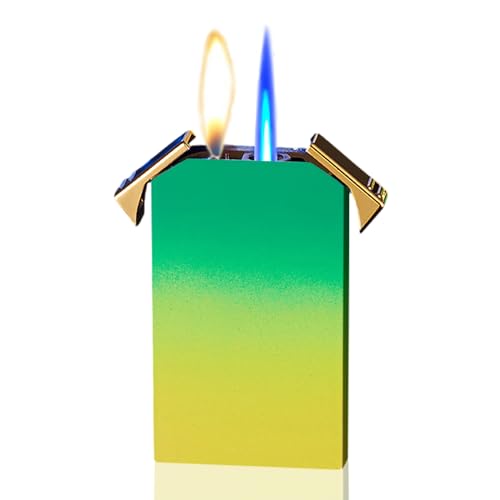 Encendedor Mechero Butano Doble Llama Verde miniatura 1