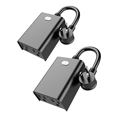 2 Pack Zwave Plug Outdoor, 700 Series Heavy Duty Zwave Outlet with 2 Independent Outlets,ZWave Hub Required, Compatible with SmartThings, Vera, Fibaro