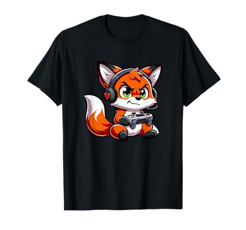 Funny Red Fox Gamer Video Games Boys Girls Kids T-Shirt