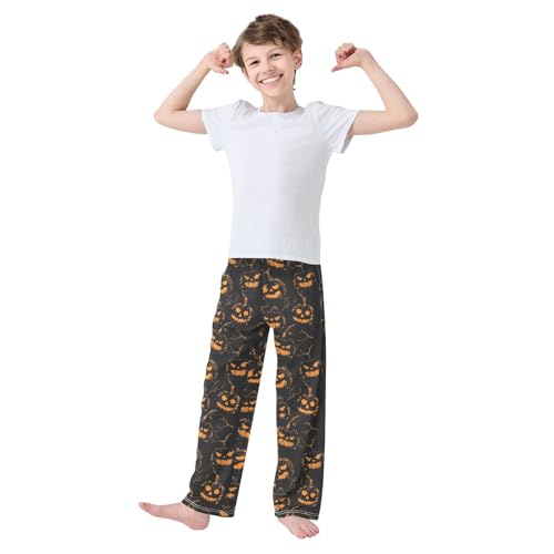 Pajama Pants Pumpkin Black Background PJ Bottoms Sleepwear Lounge Sleep Pant with Pockets2