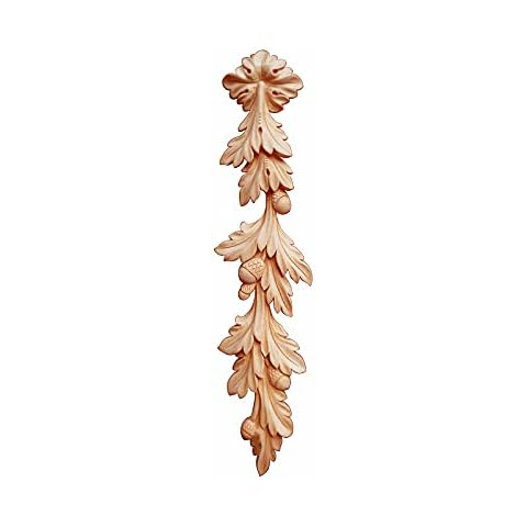 SUNHAWK 2PCS Wood Carved Acorn Onlay 13-7/8"H Drop Applique for Column, Wall Panel, Door, and Furniture (Birch) Cover