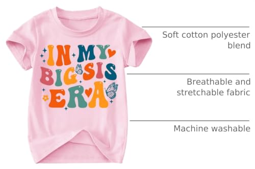Image of Toddler Big Sister Tee in My Big Sis Era Graphic T-Shirt Big Sis Announcement Crewneck Shirts Sibling Reveal Tops