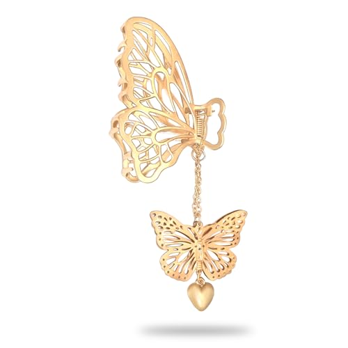 Image of Sanas Hair Clips For Woman (2Pc) Butterfly Clutchers For Hair Accessories For Women Wedding Claw Clips For Women Aesthetic Korean Gifts For Girls Hair Claw Clips For Woman Stylish (2Pc) (Golden Tone)