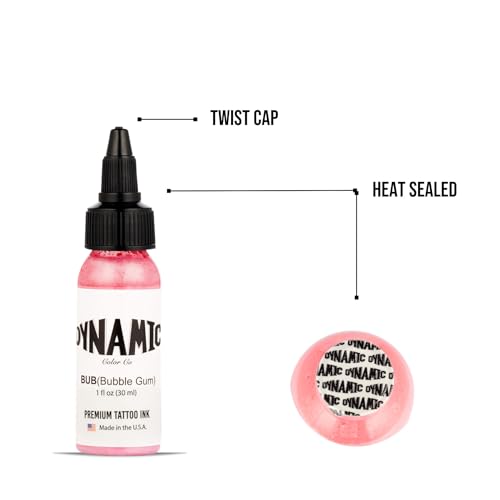 Image of Dynamic Color Bubble Gum Tattoo Ink, Made in USA Since 1990, 1 oz | Sterilized and lot-numbered for full traceability; established American brand trusted by artists worldwide
