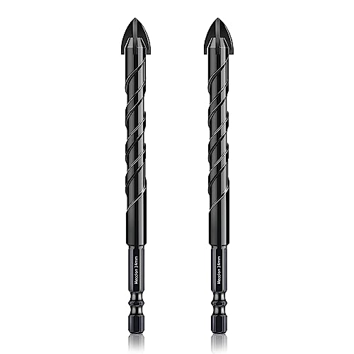 Image of Meccion Tile Drill Bit 14mm x 2Pcs Professional Cross Tungsten Carbide Tip Drill Bits for Tile, Brick, Glass, Porcelain, Plastic, Wood, Cement, Mild Metal