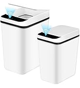 2 Pack Automatic Trash Can -3.1 Gal &amp; 4.7 Gal,Waterproof Slim Touchless Bathroom Garbage Can with...