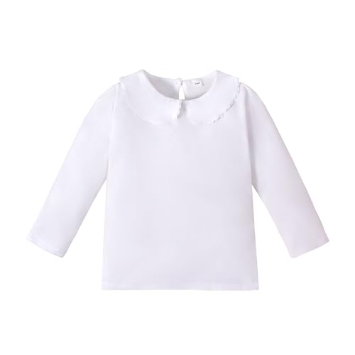 LYSMuch 18M-6T Toddler Baby Girl Long Sleeve Collar Shirt Peter Pan Blouse Lace Undershirt Top Solid Color Clothes