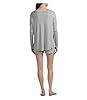 Splendid Women's Henley Shorty Pajama Set, Chalk Stripe Grey Heather, XS #2