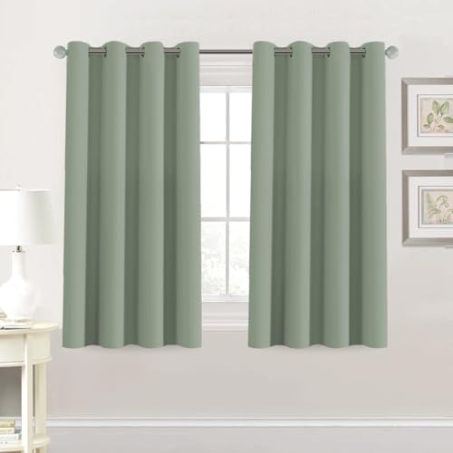 Image of H.VERSAILTEX Blackout Curtain for Living Room Thermal Insulated Window Treatment Curtain 54 inch Length Energy Saving Solid Grommet Top Blackout Drape, One Panel, Cyan, 52 inch W x 54 inch L