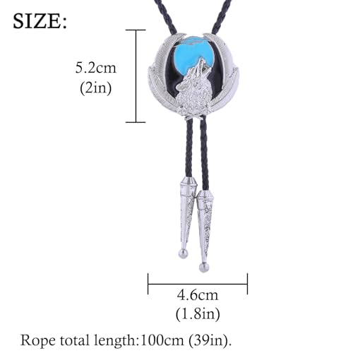 Image of HUABOLA CALYN Bolo Tie for Men Women, Native American Rodeo Cowboy Turquoise /Scorpion /Tiger Eye /Black Agate Leather Necktie