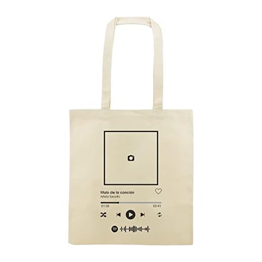 QCM PRODUTOS PERSONALIZADOS Bolsa de Algodón · Personalizada con música · Canción favorita y foto · Impresión directa (DTG) · sin limitación de colores · Tote Bag 240g/m²