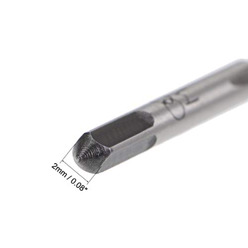 Uxcell A19070800UX0126 5 Pairs Metric Hand Threading Tap Set M2 Thread 0.4Mm Pitch Taper & Plug Milling Taps Straight Flutes High Speed Steel thumb #3