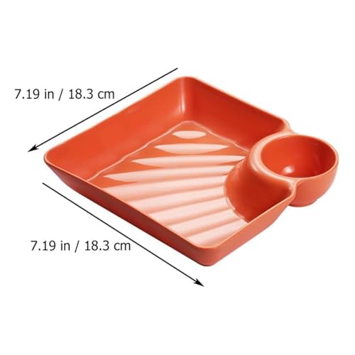 Plato cuadrado con compartimento para salsa 4 piezas miniatura 6