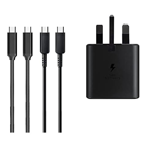 Samsung EP-TA800UBE 25W Fast Mains Adapter Charger With TYPE-C Cable & TWO AND THREE 1.5m 60W Braided TYPE-C Cable For Samsung Galaxy S21 Plus/Note 20 Ultra 5G and Other Type C Devices Cover