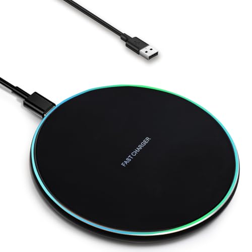 ideallife Caricabatterie wireless con indicatore luminoso, tappetino di ricarica wireless veloce con cavo USB-C...