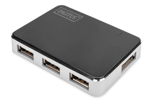 DIGITUS USB hub - 4 Ports - High-Speed USB 2.0-480 MBit/s - Plug&Play - Connection Cable 66 cm - Black
