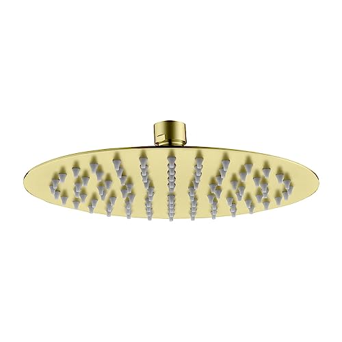 Aloni® Regenduschkopf rund Ø30 cm, Rainshower Kopfbrause Gold gebürstet, Regendusche mit Anti-Kalk-Noppen, luxuriöses Design, moderner Duschkopf für Dusche & Bad, pflegeleichte Überkopfbrause