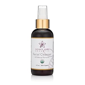 Honey Girl Organics Facial Cleanser, USDA Certified Organic Face Care Cleanser and Makeup Remover with Beeswax*, EVOO and Lemon Oil Removes Dirt, Balances Skin, Eases Inflammation (4 oz) *naturally contains pollen, propolis & royal jelly