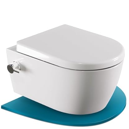 Foto di WC Taharet senza brida con rubinetteria, sedile Softclose removibile e rivestimento doccino/WC, toilette con doccino intimo con funzione bidet, Shattaf