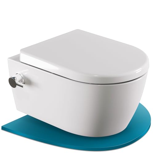 SSWW Taharet - Con Grifos y asiento extraíble Softclose | Ducha para inodoro suspendida | WC con función bidé | Higiénico | Alfa sin borde | 540 x 360 x 330 mm