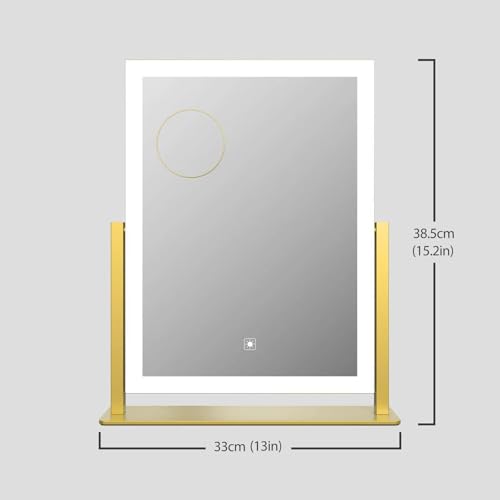 Gvnkvn Lighted Makeup Mirror, Hollywood Vanity Mirror with Lights, Three Color Modes，Detachable 10X Magnification Mirror, Smart Touch Control, 360°Rotation (15.2in)