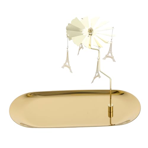 RORPOIR Eiffel Tower Rotating Candle Holder with Tray Elegant Centerpiece for Christmas and Thanksgiving Table Decor Dual Function As Storage Tray for Items