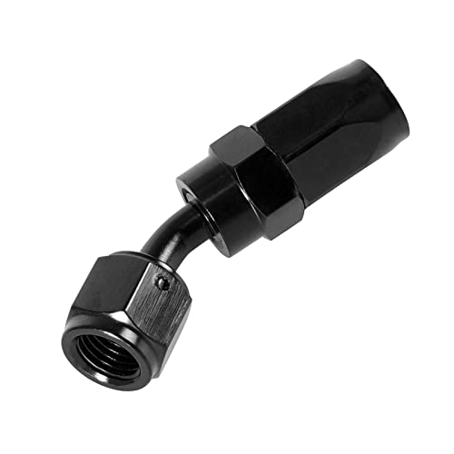 Image of 1PCS 6AN 45 Degree Swivel Hose End Fitting for Braided CPE Fuel Line Anodized Aluminum Alloy Black