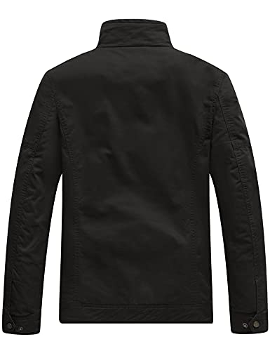 WenVen Men's Casual Washed Cotton Military Jacket