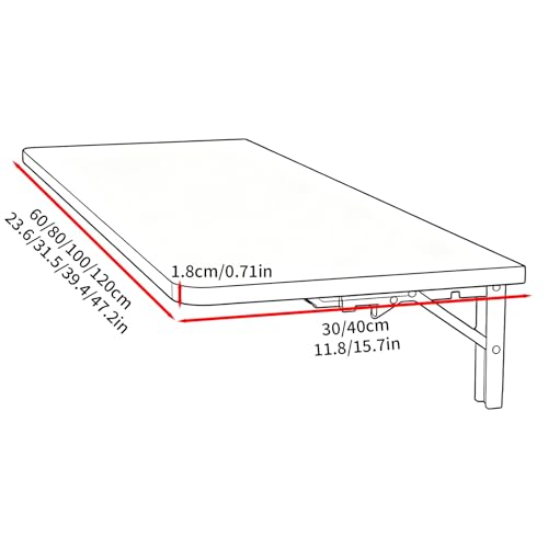Table pliante murale rabattable bois blanc suspendue étroite 60x40 - 3