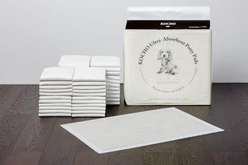 Image of KOCHO Ultra Absorbent Charcoal Pads Premium 6-Layered, Regular 17.7 inch X 23.6 inch Instant Absorption, No-Leak, Odor-Eating Puppy Training Pee Pads Pack of 44 Pads, Made in Japan
